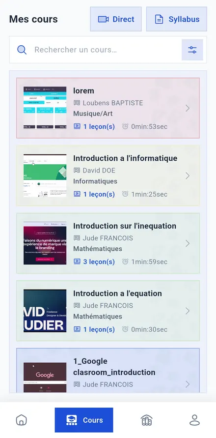Application élève Klasis