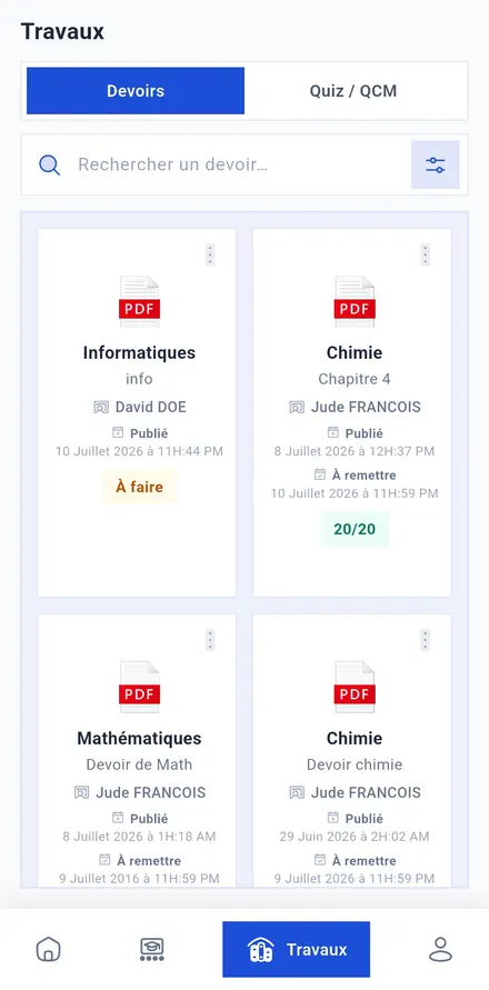 Application élève Klasis