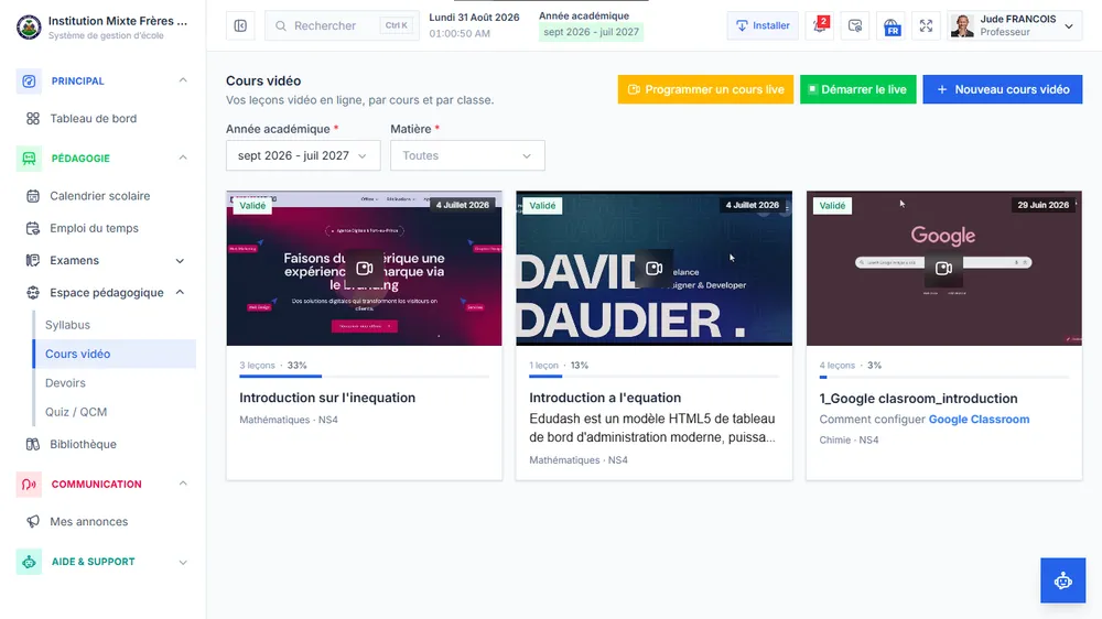 Espace professeur Klasis